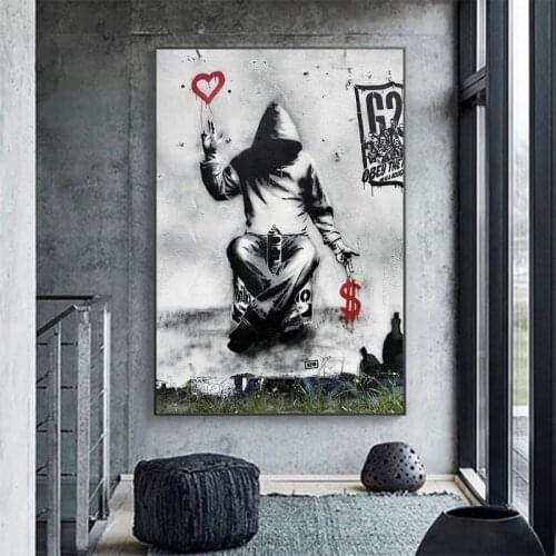 Banksy Love Over Money Canvas Paintings Graffit Art Posters and Modern Prints Wall Art Pictures for Living Room Home Decoration