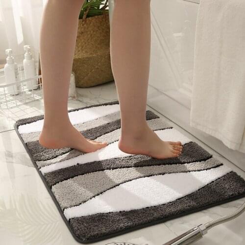 Geometric Stripe Bath Mat Ultra-Fast Water Absorption Microfiber Bathroom Rug Door Decorative Floor Mat Shower Non-slip Foot Mat