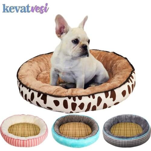 Pet Bed for Small Medium Dogs Summer Mat Cat Bed Breathable Dog Sofa Washable Round Cat Sleeping Bed Ice Pad Pet Suppiles