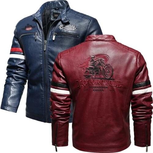Mcikkny Fashion Men Pu Leather Jackets Slim Fit Motorcycle Outwear Coats For Male Top Clothing Windbreak Size M-4XL