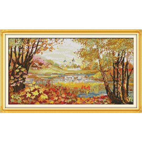 Beautiful view of lake counted 11CT 14CT DIY kit Chinese wholesale Cross Stitch embroidery needlework Sets home decor