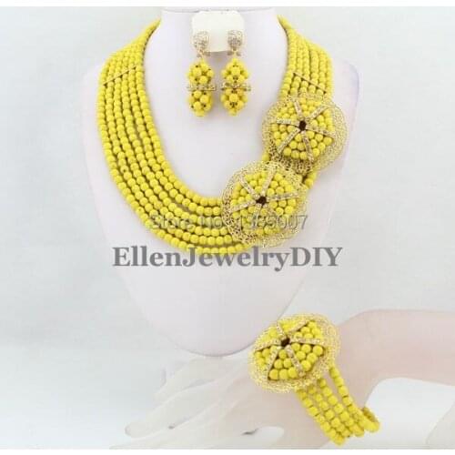 Stylish Nigerian Wedding Beads Jewelry Set African Beads Jewelry Set Necklace Bracelet Earrings Set TL1516