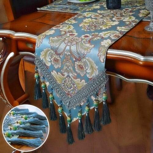 Table Runner European American Luxury Dining Table Decor Coffee Table Cloth TV Bed Flag Wedding Decoration Table Runners Tassel