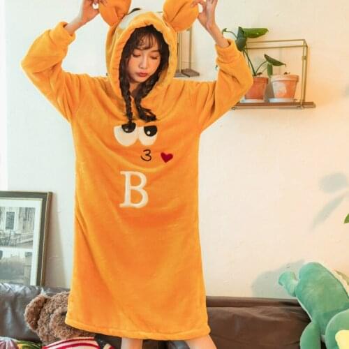 Nightdress Winter Warm Bathrobes Women Cartoon Bath Robe Dressing Plus Size Soft Gown Bridesmaid Robes Female Sexy Nightwear