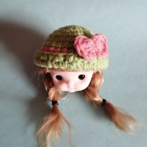New 16cm BJD Ob11 Doll Clothes Knitted Hat Cute Bow Hat 1/12 Doll House GSC Obitsiu 11 Universal Accessory Kawaii DIY Toys