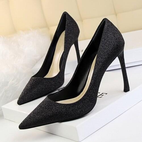 Fall / Winter 2019 New Pointed French Girl High Heels Womens Stiletto Black Frosted Mesh Red Wild Shoes