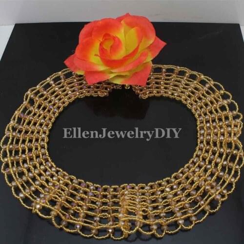 Christmas New Champagne Crystal Beads Jewelry Sets Handmade Weaved Indian Beaded Indian Bridal Jewelry Sets Free Shipping W13823