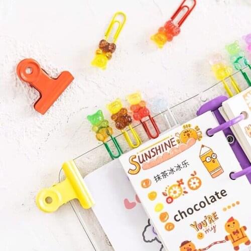 New Arrival 8pcs/lot Cute Rainbow Candy Bear Metal Paper Clip Bookmark Decorative File Document Memo Clips School Stationery