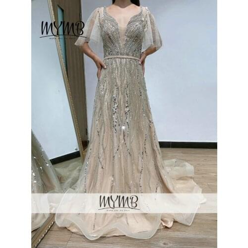 New arrival Aline Crystal Beading Evening Dress For Women 2021 Elegant Haute Couture Dresses For Party And Wedding MY31140