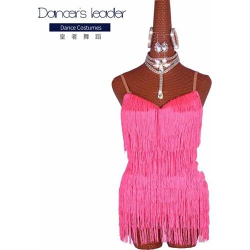 New store sales promotion Latin Dress Top Sale Latin Dance Dress Women Pink Club Party Dancer Singer Entertainer Fringe Tassel