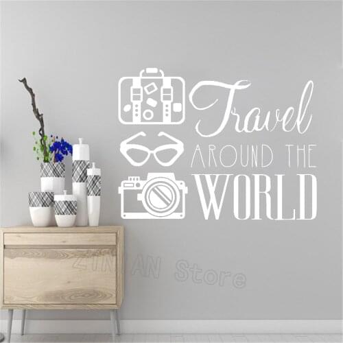 Travel Agency Office Wall Decal Sticker Bedroom Travel Around the World Adventure Kids Girls Boys Teenager Room Decoration A557