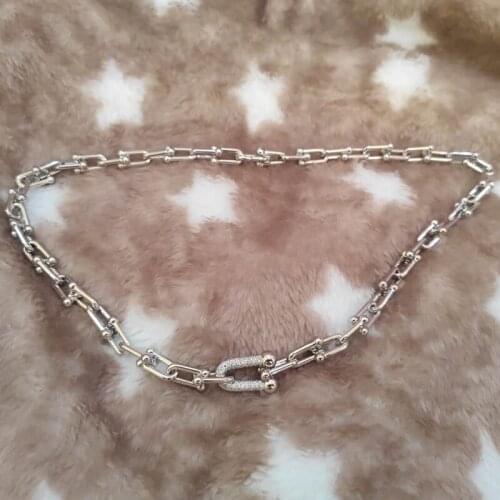 New York womens fashion style zircon U-shaped buckle necklace S925 sterling silver original brand high-quality jewelry gifts