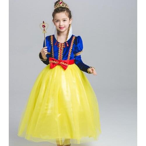 Girls Snow White Princess Dress Halloween Party Kids Fairy Tale Princess Cosplay Costume Girls Birthday Clothes for Photo Shoot