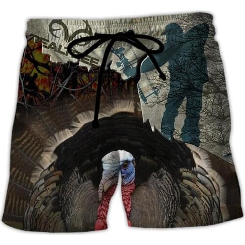 PLstarCosmos Turkey Bird Hunting Animal Hunter Camo Tattoo 3DPrint Women/Men Streetwear Summer Casual Funny Beach Short Pants D2