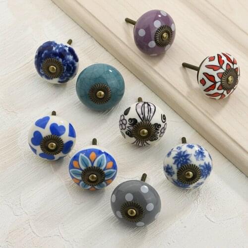 Ceramic Handle Cabinet Door Handle Multi-pattern Painted Single Hole Handle Home Decoration Simple Furniture Hardware