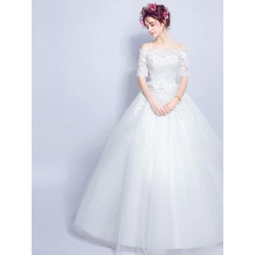 LOVSKYLINE Hot Hallf Sleeves Lace Embroidery Slim Sequined lace wedding dress for wedding Party Vestido de noiva