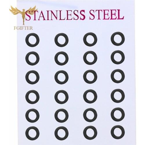 12 Pairs Lot Black Steel Earrings Punk Ring Earrings Stud Push Back Earring Wholesale Jewelry