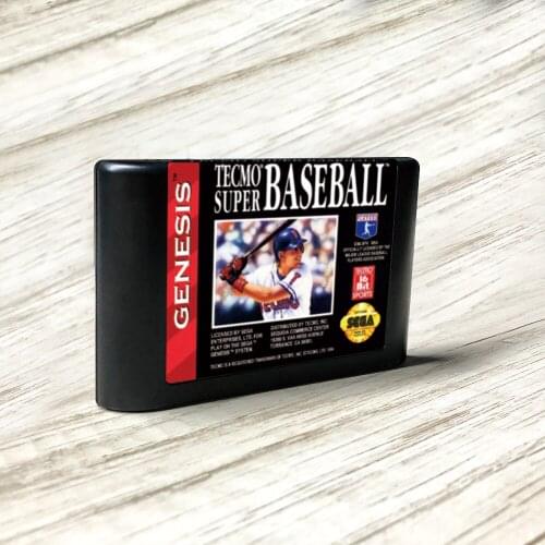 Tecmo Super Baseball - USA Label Flashkit MD Electroless Gold PCB Card for Sega Genesis Megadrive Video Game Console