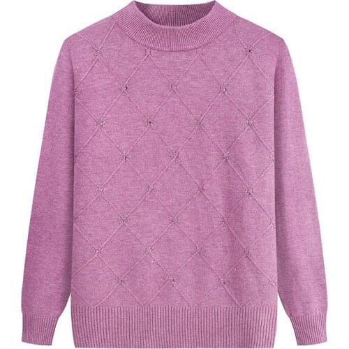 Knitted Bottoming Shirt Middle-aged and Elderly Womens Sweaters Pullover Long Sleeve Large Size Autumn Winter Sweaters Jumper