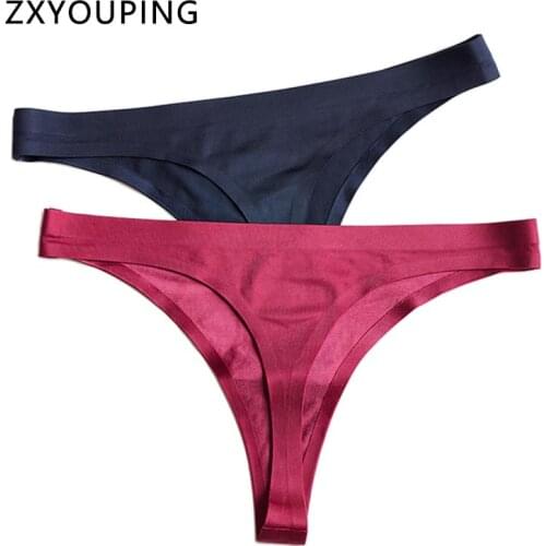 Solid Color Thong Women Sexy Panties Seamless Female Underwear M-3XL Big Size Lingerie Low Rise Ice Silk Panty Viscose G-String