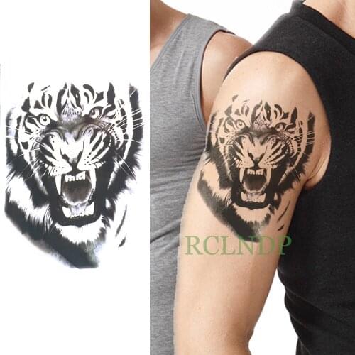 Waterproof Temporary Tattoo Sticker Ferocious Tiger Fake Tatto Flash Tatoo Back Leg Arm chest foot Large size for Women Men girl
