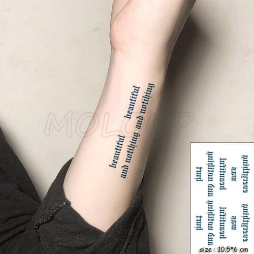 Waterproof Temporary Tattoo Stickers Neck Sexy Letter Tattoo Small Size Tatto Flash Tatoo Fake Tattoos for Man Girl Women