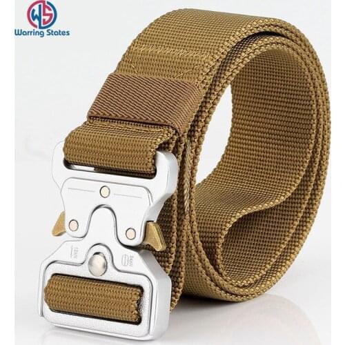 Warring States New Mens Cobra Buckle Belt Quick Release Adjustable Nylon Outdoor Tactical Belt Designer Belts Men High Quality
