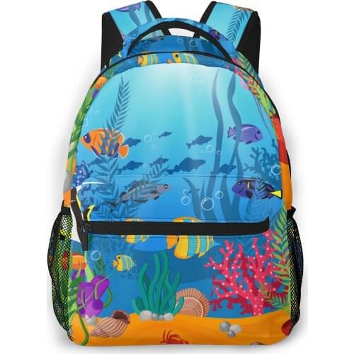 Backpack Women Shoulder Bag For Teenage Girls Cartoon Marine Life Sea Animals Bagpack Female Ladies School Backpack