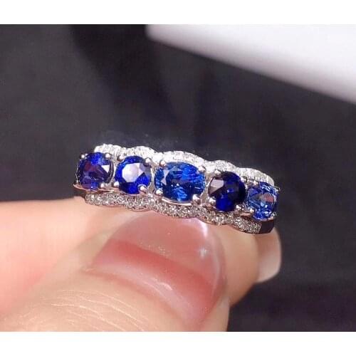 Y605 Blue Sapphire Ring 1.43ct Real Pure 18 K Natural Blue Sapphire Gemstone Diamonds Stone Female Ring