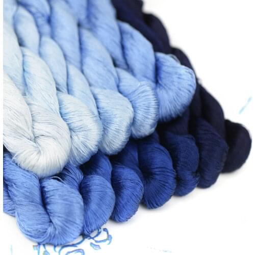 1 Color 400m Suzhou Embroidery 100% Natural Silk Embroidered Thread Silk Diy Special Silky Bright Color Line Midnight Blue
