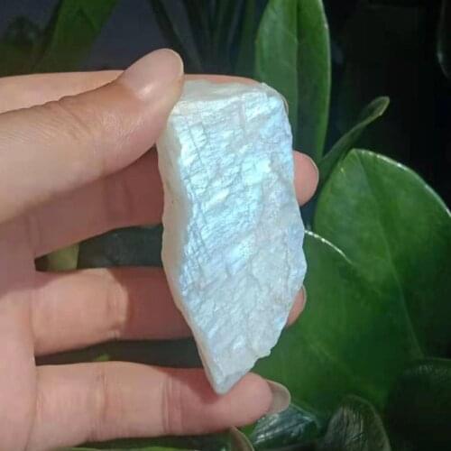 1PC Natural White Moonstone Blue Light Stones Crystal Rockstone Reiki Healing Specimen Rough Mineral Decor Collecting