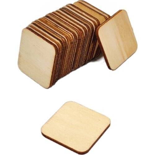 10pcs 50mm Unfinished Wooden Square Blank Natural Wood Slices Wooden Cutout for DIY Crafts Home Decoration Painting Staining