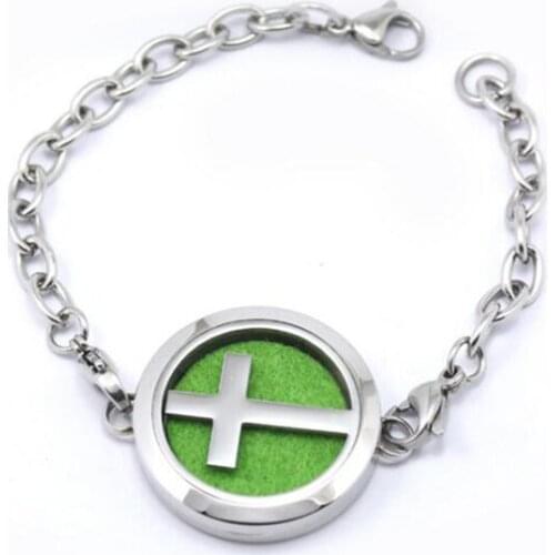 10pcs/lot 30mm Stainless Steel Magnet Open Women Cross Essential Oil Aroma Diffuser Perfume Locket Bracelet