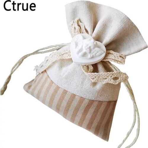 10pcs 10x13cm Angel Burlap Gift Candy Bag candy packaging supplies Vintage Wedding Party Favor baby shower souvenirs