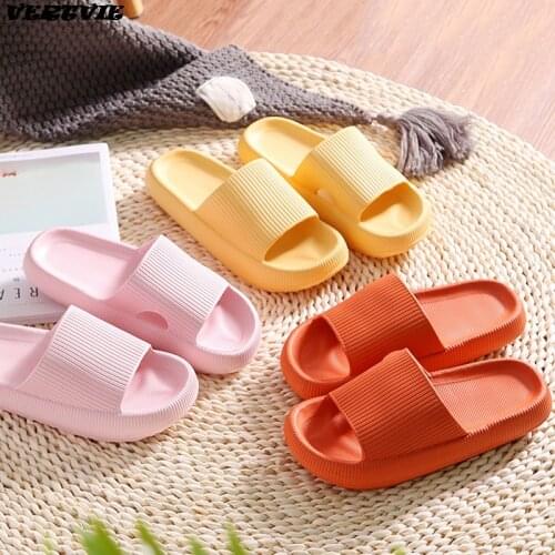 2021 Thick Sole Home Women Slippers 4.5cm Heel Ladies Platform Flat Shoes Non-slip EVA Living Room Indoor Slides Women Slippers
