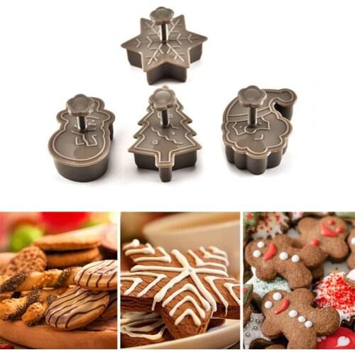 3D Cookie Mold - Hand Pressure Cutter Mould, Snowflake, Snowman, Santa claus, Christmas Tree Shaped, Baking Gift for Christmas