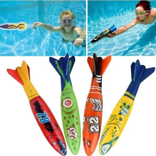 4 Pcs New Play Water Toy Torpedo Rubber Swimming Pool Toys Diving Sport Outdoor Toypedo Bandit Play Water Fun Pool Fun Toy Games
