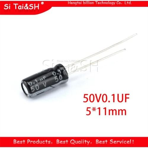 50PCS Higt quality 50V0.1UF 5*11mm 0.1UF 50V 5*11 Electrolytic capacitor