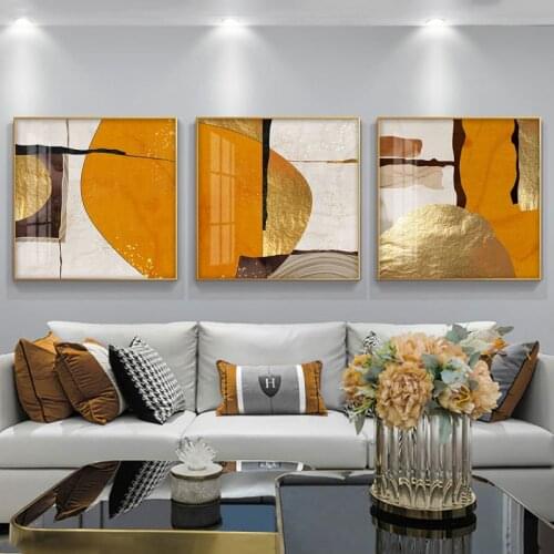 Abstract Nordic Style Graffiti Gold Oil Painting Canvas Posters and Prints Scandinavia Wall Pictures For Living Room Home Decor