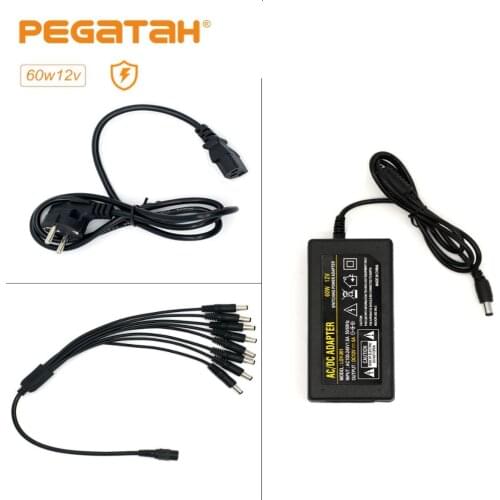 12V 5A AC Adapter Charger Power Supply for Security Camera 1 to 4/8 DC Power Splitter Adatpor CCTV Video Surveillance System