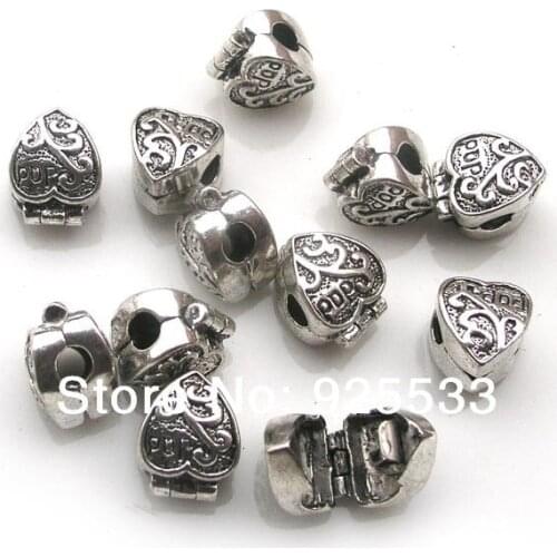Free shipping 50pcs 9x10mm antique silver plated copper stopper heart beads with dad letter fit European DIY bracelet jewelry