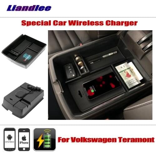 Accessories For Volkswagen VW Teramont Special Car Wireless Charger Armrest Storage For iPhone Android Phone Battery Charger