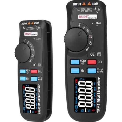 ADM92CL Voltmeter Digital True RMS Multimeter 6000 Counts Auto-Range Voltage Amp Ohm Hz Cap Temp Diode Continuity Tester