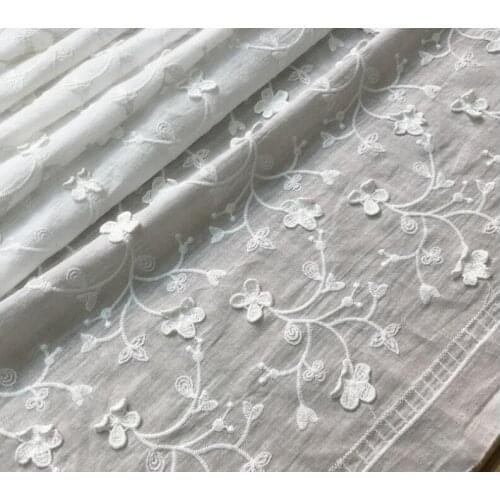 Cotton Lace Fabric, Beautiful Lace Fabric With Cotton, 3D Flower Lace Fabric, Cotton Embroidered Lace Fabric