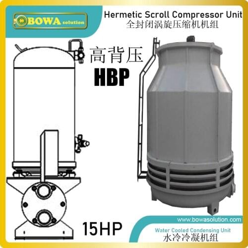 15HP water cooled HBP condensint unit is great choice for dehumdifiers and air dryers in high ambient temp. or low latitude area