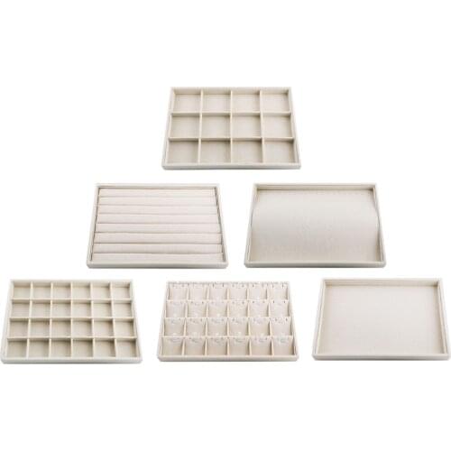 Linen Jewelry Organizer Trays Stackable Necklace Showcase Jewellery Display Ring Storage Tray, Portable