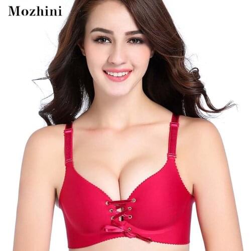 Mozhini Sexy Push Up Bra Women Seamless Gather Adjustable Bra Wireless Size A B C Solid Color Underwear Women Sexy Lingerie Bras
