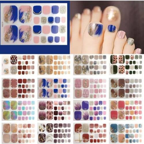 Toe Nail Sticker Full Wraps Polish Stickers Waterproof Fashion Toe Nail Wraps Nail Art Stickers for Girls Nails Art Decorations