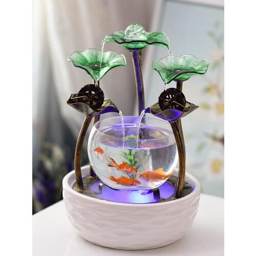 Living Room Desktop Small Mini Creative Fish Tank Aquarium Super White Glass Gold Fish Tank Ecological Self-circulating Water