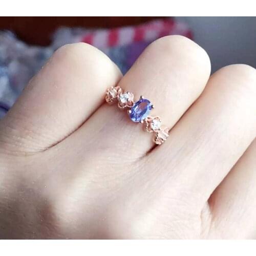 Natural And Real Tanzanite luxury ring ring Free shipping gemstone 925 sterling silver Fine jewelry